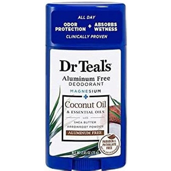 Dr Teal's Aluminum Free Deodorant - Coconut Oil - Paraben & Phthalate Free - 2.65 oz