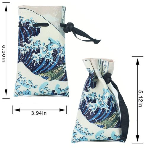 QIELIZI DND Dice Bag Pouch,PU Leather Dragon Dice Pouch Wih 7 Die Set Perfect for Dungeons and Dragons RPG D&D Dices, Coins and Accessories(Huge Wave)