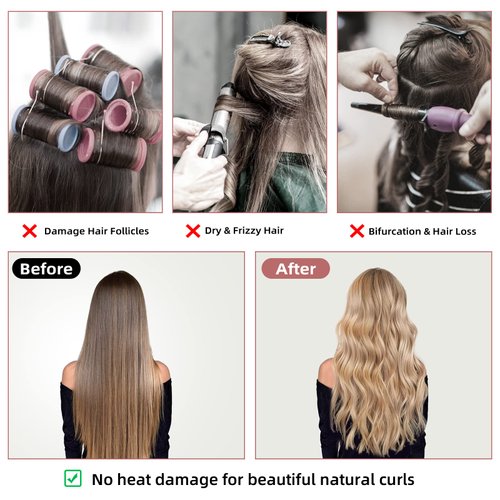 AOMIG Hair Curler Set, Hair Rollers Lazy Hair Curlers To Sleep In Hair Curls Headband Overnight Hair Curlers For Women Long Hair Curler Accessories (Red)