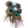 Comidox Cute Peacock Feather Hair Clip with Rhinestones,Charming Peacock Headpiece Feather Hair Accessories for Weddings,Dance Parties,Halloween Party,Beautiful Peacock Accessories for Women(Set of 2)