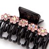 LONEEDY 3PCS Strong Hold Hair Claw Clips, Rhinestone Flower Double Teeth Jaw Clips (Purple + Pink + Gold (Medium))
