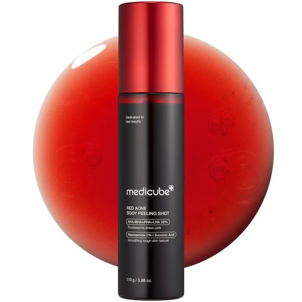 Medicube Red Body Peeling Shot Cleanser, Wash-Off Exfoliant For Bacne, Redness Relief, Dead Skin Remover, AHA+BHA+PHA+LHA, Best for Breakout-Prone Skin, Korean Skincare