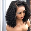 Besurina Curly Bob Wig Human Hair 14 Inch Glueless 13x4 Lace Front Wigs Pre Plucked for Black Women 180% Density Mongolian HD Kinky Curly Bob Lace Frontal Wigs Wet and Wave