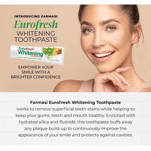 FARMASI Eurofresh Miswak Natural Toothpaste Whitening for Good Smile, Natural Soap Traditional Healty Toothpaste, It Refreshes The Breath and Provides Solution to Tea and Coffee Stains 3.95 oz. 2 pack