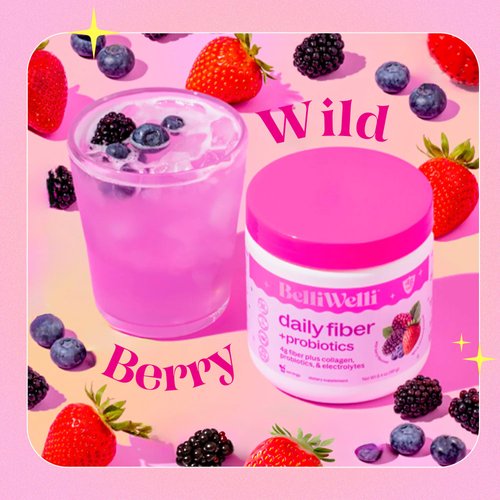 Belli Welli Fiber Supplement for Women & Men – Premium Daily Fiber Powder from Organic Acacia with Added Collagen, Electrolytes & Probiotics – No Bloat, Constipation & Gut Health Support (Wild Berry)