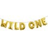 16 INCH WILD ONE Kids First Birthday Balloons, Wild One Birthday Decoration Kit Foil Letters Balloon Banner Baby Girl Boy 1st Bday Party Supplies 1st Birthday Decorations (WILD ONE Gold)