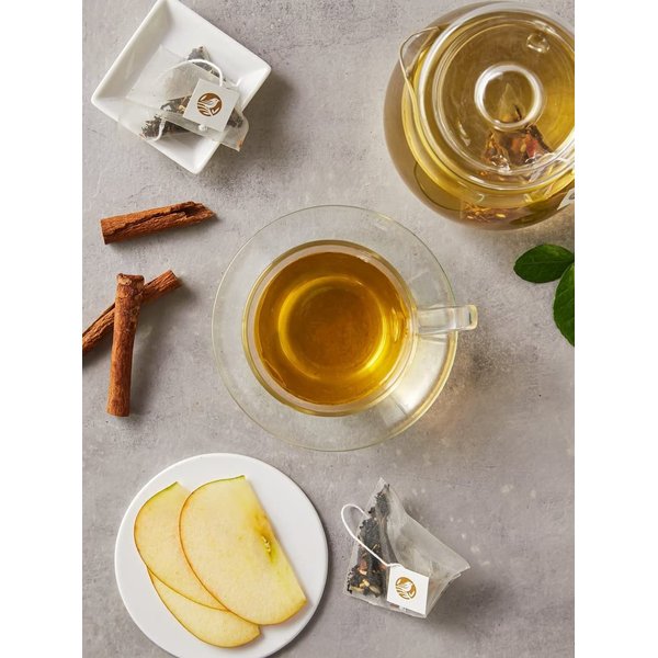 ZEESOON Apple & Cinnamon Black Tea Bag (1.5g x 12 Tea Bags) Herbal Tea, Pyramid Tea Bags, The Aromas of Ripe Apple and Spicy Tones of Cinnamon