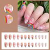 Pikabows Press On Nails Long Almond Heart Rainbow Stripe LGBT Fake Nails Acrylic False Nail Tips Kit Glue on Nails for Women