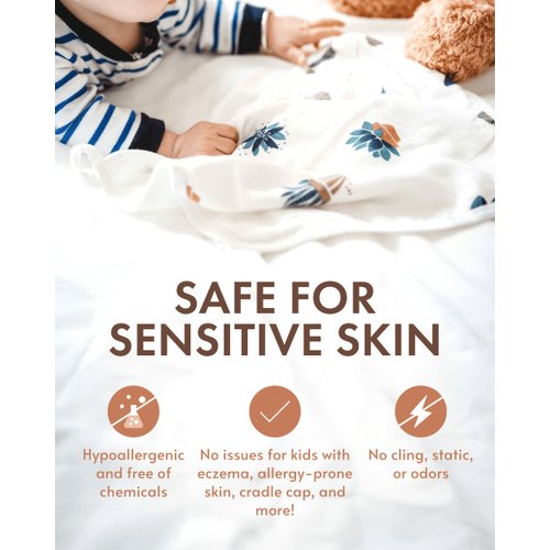 Nightingale Muslin Bamboo Viscose Baby Washcloths - Soft Organic Baby Wash Cloths Perfect for Newborn Sensitive Skin - Absorbent Baby Wipes, Burp Cloths or Face Towels - 6 Pack (Feathers)