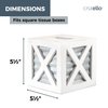 Crutello Wooden X Frame Tissue Box Cover with Galvanized Siding Backing- Rustic Farmhouse White Wood Tissue Holder