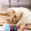 Allazone 35 PCS Cat Toys Balls Set, 7 Style Pompoms Kitten Toy Paper Balls Thread Ball, Foam Balls for Cats Colorful Rainbow Ball, Interactive Cat Toy for Cats to Play, Training