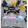Black Silver Happy New Year Backdrop 2025 New Years Party Banner Backdrop New Years Eve Annual Countdown Party Supplies Fireworks Glitter Dots Cheers to Family Party Decor Banner (82x59 inch (7x5FT))
