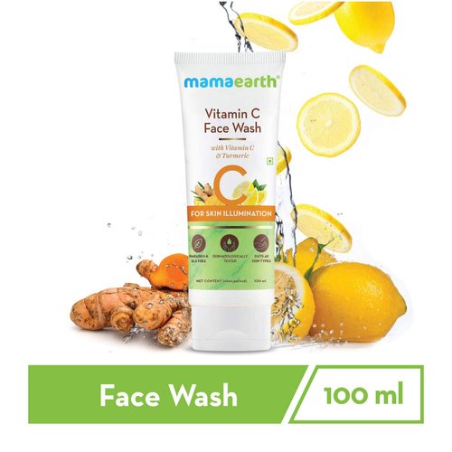 Mamaearth Vitamin C Face Wash for Skin Illumination | Gentle & Hydrating Dead Skin Exfoliator with Turmeric | Sulfate & Paraben Free | 3.38 Fl Oz (100ml)