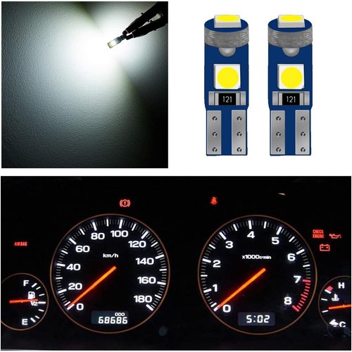 XFLHEHD 10 Pcs T5 LED Bulbs Super Bright White LED Bulb for 74 73 37 2721 3SMD, 5050 Chips 12V Led Replacements for Auto Car Dash Instrument Panel Gauge Cluster Indicator Lights Door Light