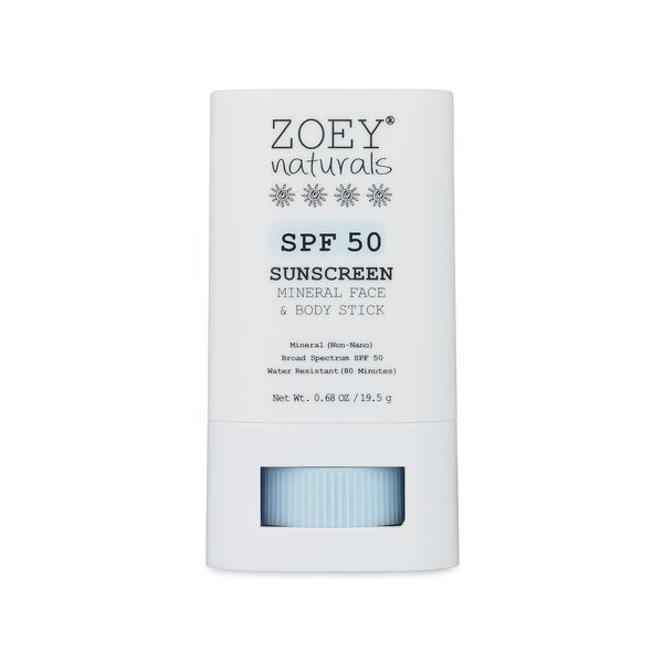 Zoey Naturals SPF 50 Mineral Sunscreen Stick for Babies & Kids - Safe Sunblock Moisturizer for Body & Face - with Rose Hips Oil, Zinc Oxide, Cruelty Free and Reef Safe, Made in USA