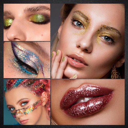 Fillwie Glitter Eyeshadow Tin Palette - Chunky High Pigmented Hot Pink Sparkle eyeshadow, Metallic Face Glitter Beauty (Hot pink#11)