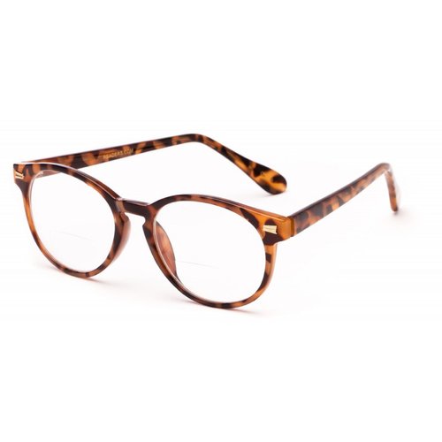 The Actor BIFOCAL Unisex Round Reading Glasses, Readers for Men and Women, Light Brown Tortoise +1.50