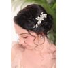Fxmimior Handmade Hair Comb Silver Rhinestone Floral Clip Pearl Hair Accessories for Brides Women Gilr(Silver)