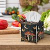 Eheartsgir Butterfly Mushroom Pattern Square Tissue Box Cover Facial Napkin Holder Easy to Use Dust-Proof Tissue Case for Living Room Office Bathroom