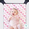 The Peanutshell Mini Crib Fitted Sheets Set for Girls, Playard, Pack Play Sheets, Playpen, Pink Floral Hearts