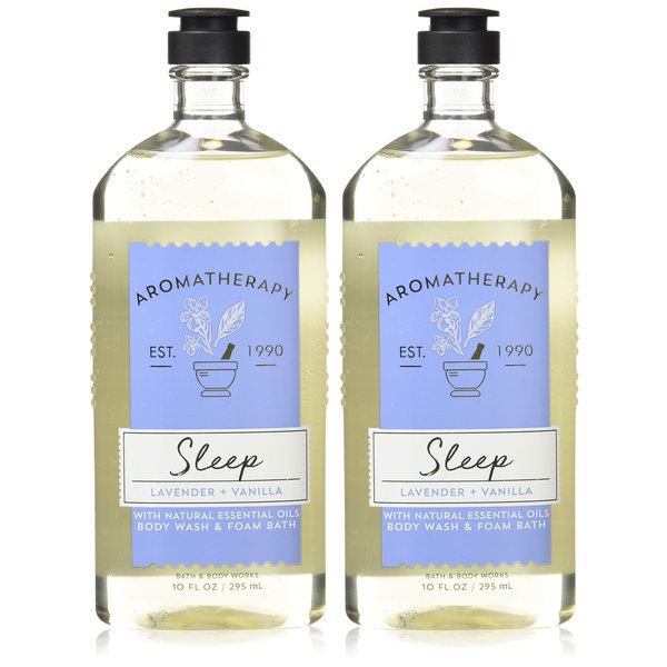 Bath and Body Works Aromatherapy Sleep Lavender Vanilla Body Wash Foam Bath 10 Ounces per bottle - 2 Pack