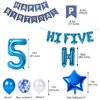 5th Birthday Decorations Rose gold for Girls,Hi Five Birthday Balloons 5th Birthday Banner Number 5 Star Foil Balloons Latex Confetti Balloons for 5 Years Old Birthday Supplies Girls (Blue)