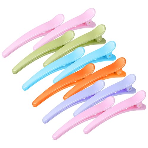 Hair Clips for Styling, Sublaga 12 Pcs Non-Slip Colorful Plastic Duckbill Alligator Hair Barrettes Pins for Women, Baby Kids and Girls, 3.5" (12pcs Solid color)