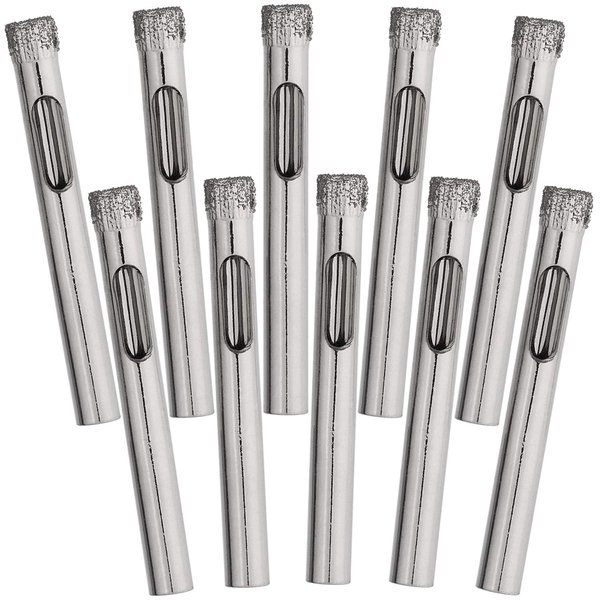 10 Pack Diamond Drill Bit Set, 6mm (1/4inch) Small Diamond Hole Saw Kit for Glass, Ceramics, Porcelain, Ceramic Tile, Marble