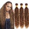 Ombre Human Hair Bundles Highlight Bundles Human Hair P427 Curly Wave Bundles 24 26 28 Inch Brazilian Remy Hair Extensions 8a Soft and Healthy Hair Bundles 100g/Pc