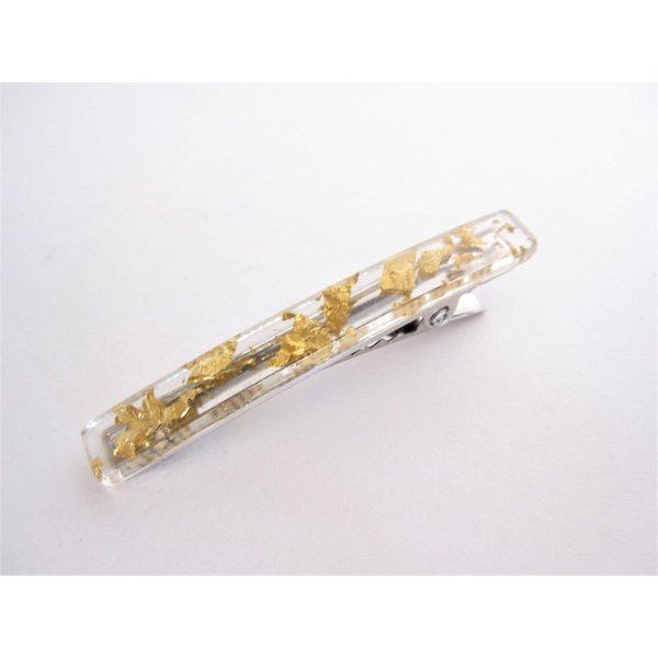 Generic Small 2 inch super slim clear gold speckled alligator hair clip fine thin hair