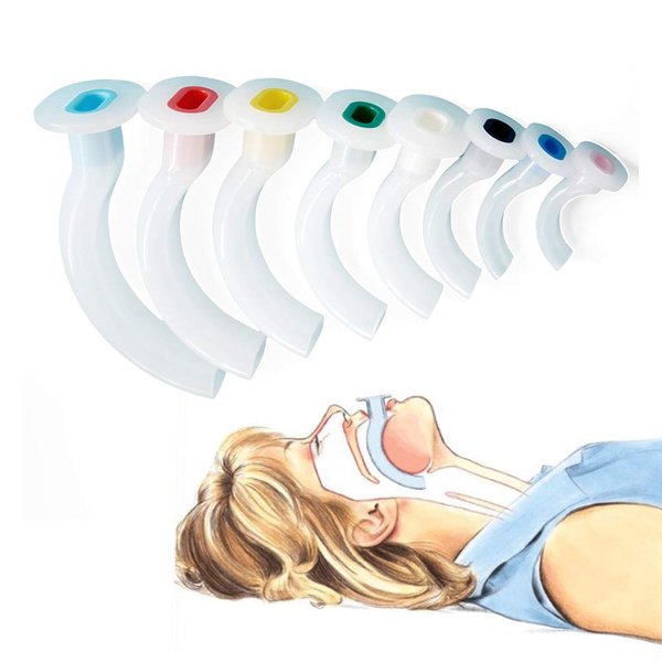 KONMED Multi-color Disposable Oral Airway Tube for First Aid Airway Kit With Plastic Case,8 Pieces,100% Latex-free
