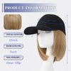 FORCUTEU Baseball Cap with Hair Extensions for Women 12 Inch Short Straight Bob Hairstyle Caps with Hair Attached Adjustable Baseball Cap Wig for Daily Party(Brown Mixed Blonde)