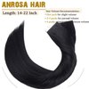 Anrosa Tape in Hair Extensions Human Hair Jet Black Color #1 Tape Hair Extensions Brazilian Hair 20pcs 50g Seamless Human Hair Extensions 14 Inch