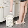 Ctosree 1.3 Gallons Small Wicker Trash Can with Lid Handle Boho Woven Braided Bathroom Waste Basket Trash Can with 100 Garbage Bags for Bedroom Office Laundry(Cream White,Braided Polypropylene)