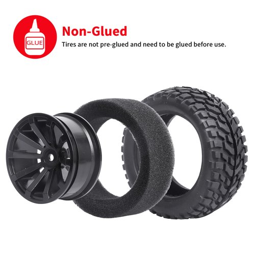 Hobbypark Outer Diameter 2.99 inch / 76mm Rubber RC Car Tires & Wheel Rims foam Inserts 12mm Hex Hub (4-Pack)