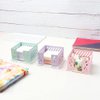 Office Memo Holders Notepad Holder 3.5 x 3.5Inch Memo Pad Cube Dispenser Acrylic Base Pink Metal Mesh Sticky Note Holder for Desk Home Office Supplies…
