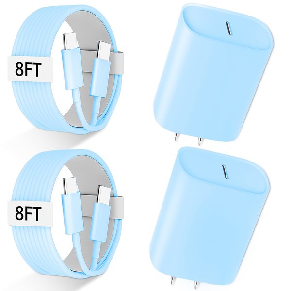 i Phone 16 Pro Max Charger Fast Charging,i Phone 16 Fast Charger Wall Charger Block with 8FT USB C Cable Cord for i Phone 16/16 Pro/16 Pro Max/16 Plus/i Phone 15 Pro/15 Pro Max/,iPad Pro/Air, Blue
