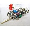 Retro boho alligator hair claw clip with crystals (Primary color: Pink)