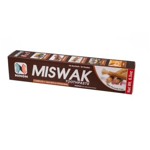 Ninon Miswak Toothpaste (6.5 oz)- 2 Pack 100% Fluoride Free - No Saccharin - No Paraben