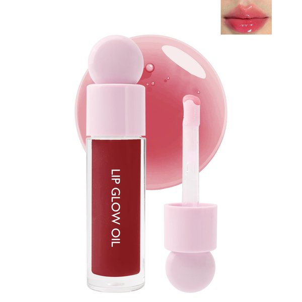Hydrating Plumping Lip Glow Oil,Shiny Red Clear Lip Gloss Liquid LIpstick,Glow Reviver Fat Lip Oil,Long Lasting Moisturizer Toot Lip Plumper Oil Tint for Dry Lips, Makeup Gift for Women Girl-03