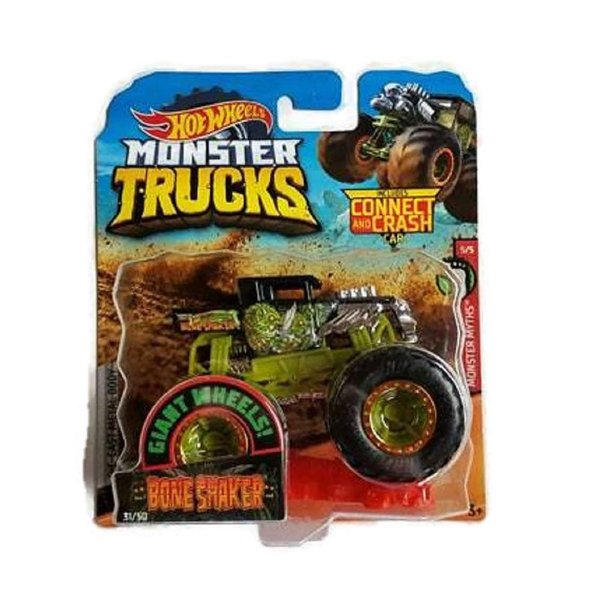 Hot Wheels Monster Trucks #31/50 Bone Shaker with Connect and Crash Car
