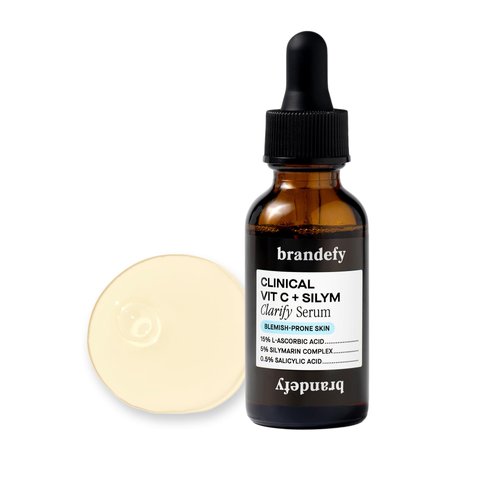 Brandefy Vitamin C + Silym Clarify Serum for Blemish-Prone Skin, Complexion Clearing, Anti Aging, Brightening, 1oz, Made In The USA