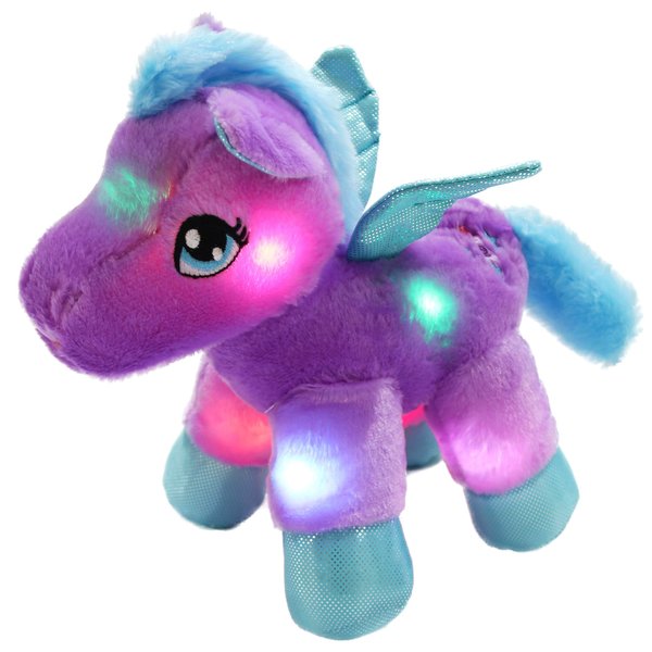 BSTAOFY Light up Pegasus Stuffed Animal Glow Unicorn LED Soft Plush Toys, Bedtime Nightlight Companion Gift for Kids on Christmas Birthday Valentines Day, Purple