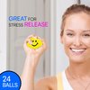 Neliblu 24 Pack Smile Stress Balls for Kids and Adults - 2" Stress Balls in Bulk - Neon Yellow Funny Face Squishy Balls to Support Anxiety - Fidget Toys, Party Favors, Goodie Bag Stuffers for Kids