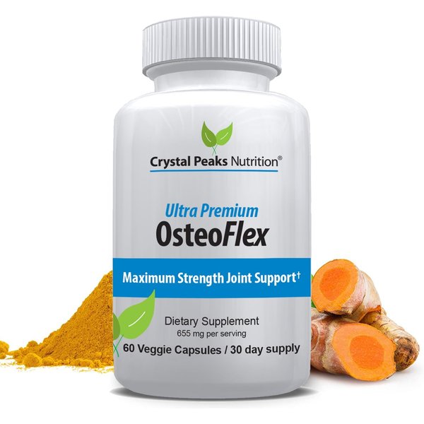 CRYSTAL PEAKS NUTRITION Organic Curcuminoids Osteoflex - Natural Turmeric & Bioperine for Optimal Absorption and Maximum Joint Support. 60 Capsules, 30-Day Supply