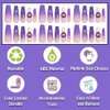 ANDGING Purple Press on Nails Square Medium Long Fake Nails Glue on Nails with Pearl Glitter Flower Design Gel Manicure Acrylic False Nails for Wedding Birthday Gradient Stick on Nails for Women ALP8