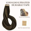 GOO GOO Tape in Hair Extensions Human Hair, 2/6 Dark Brown Highlighted Chestnut Brown, 22inch 50g 20pcs, Thick Ends Straight Seamless Tape in, Invisible Tape in Hair Extensions Human Hair