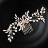 Handmade Tiara Wedding Hair Comb Leaf Bridal Headpiece Pearl Rhinestone Head Jewelry Wedding Hair Accessories