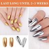 Silver Gold Mirror Chrome Nail Powder Metallic Holographic Nail Powder Chrome Powder Nails Chrome Powder Set Pigment Powder for Nails Mirror Nail Polish Nail Chrome Powder for Gel Nails