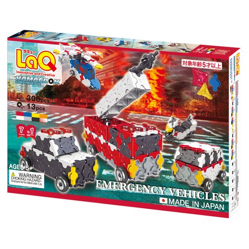 LaQ Hamacron Constructor Emergency Vehicles | 313 Pieces | 7 Models | Age 5+ | Creative, Educational Construction Toy Block | Made in Japan